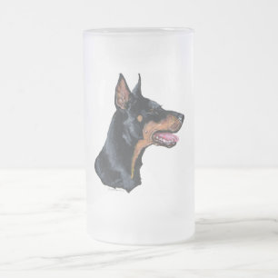 Dobermann Profil Mattglas Bierglas