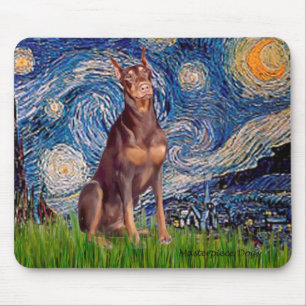 Dobermann (rot) - Sternennacht Mousepad