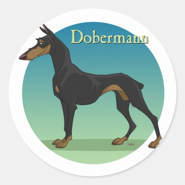 Dobermann Runder Aufkleber (Vorderseite)