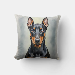 Dobermann-Wasserfarben-Verlauf-Kunst Kissen