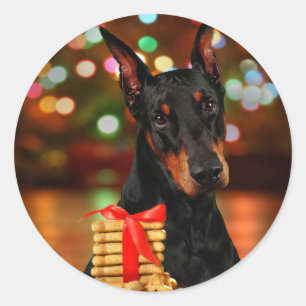 Dobermann-Weihnachten Runder Aufkleber