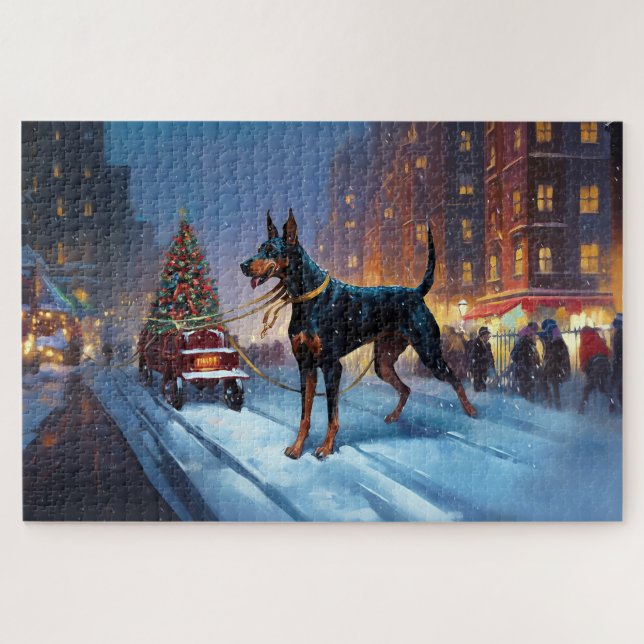 Dobermann Weihnachtsfestzeit (Horizontal)