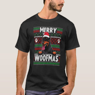 Dobermann Weihnachtslichter Haustier Xmas Pyjama T-Shirt