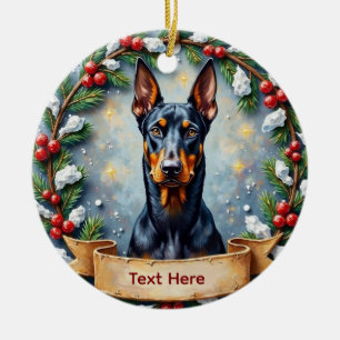 Dobermann-Weihnachtsschmuck Keramik Ornament