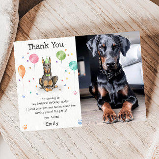 Dobermann Welppy Dog Birthday Danke Karte