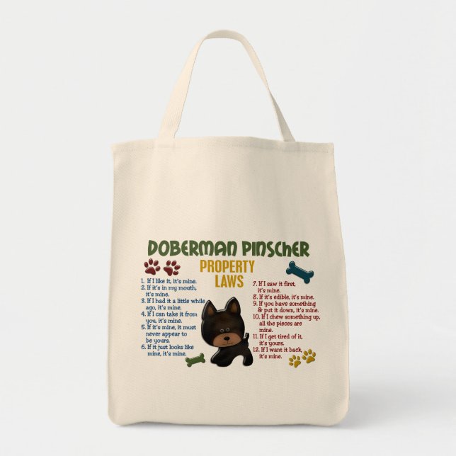 Dobermannpinscher-Eigentums-Gesetze 4 Tragetasche (Vorne)