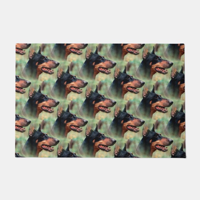 DobermannPinscher im Holz Fußmatte (Vorderseite)