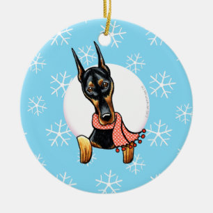 DobermannPinscher ließ es schneien Keramik Ornament