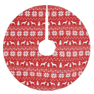 Dobermannpinscher-Silhouette-Weihnachtsmuster Polyester Weihnachtsbaumdecke