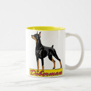Dobermannschwarzes und -ROT Zweifarbige Tasse