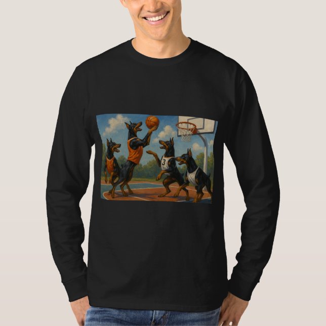Dobermans playing basketball T-Shirt (Vorderseite)