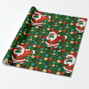Dobing Black Santa Geschenkpapier