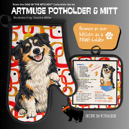 DOBRO Aussie Australian Shepherd Ofenhandschuh & Topflappen-Set
