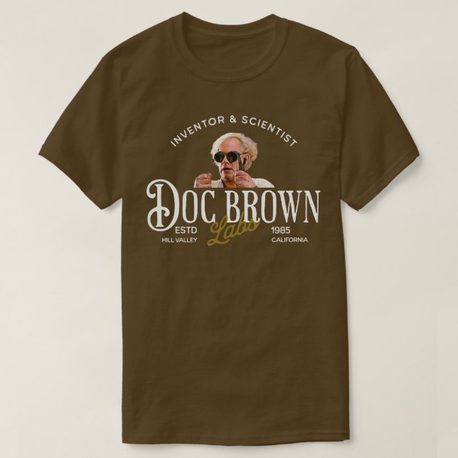 Doc Brown Labradors Inventor Scientist Est 1985 T-Shirt (Design vorne)