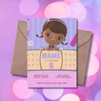 Doc McStuffins Pink Lila Geburtstag Einladung