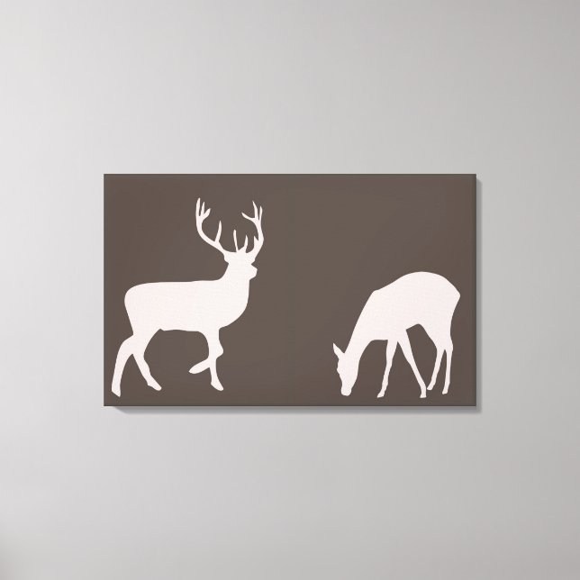 Dock and Buck Deer Couple Woodland Forest Leinwand (Vorderseite)