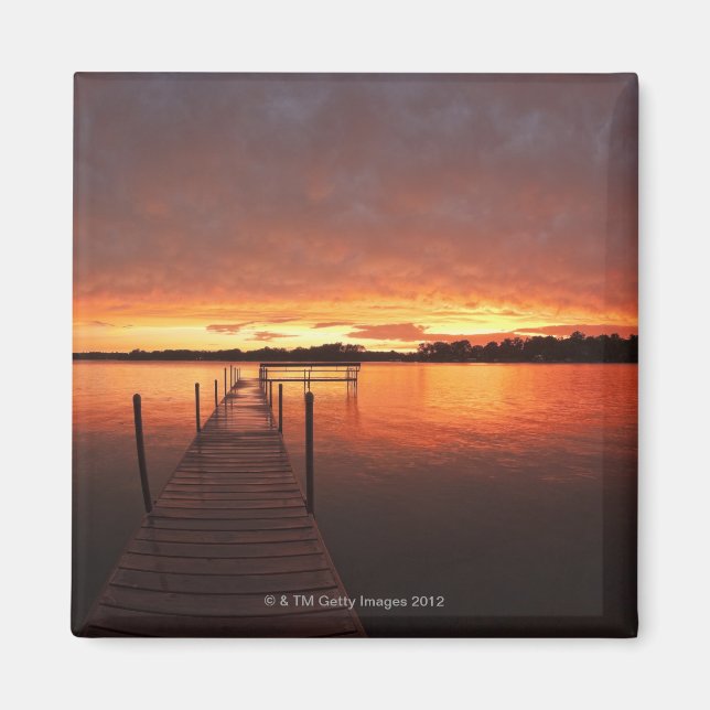 Dock bei Sonnenuntergang am Minnetonka-See, MN. Magnet (Vorne)