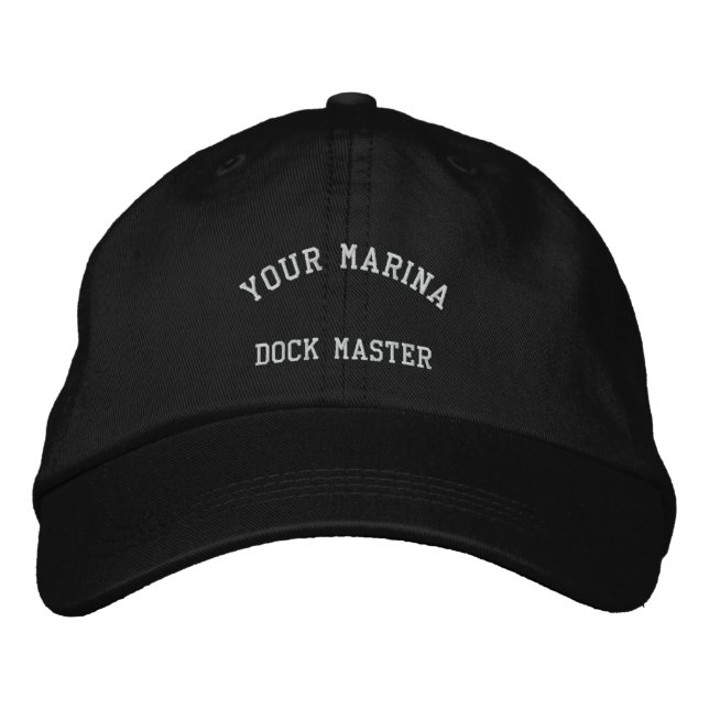 Dock Master Marina bestickte Cap Black Bestickte Baseballkappe (Vorderseite)