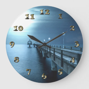 Dock on Bay Abend Große Wanduhr