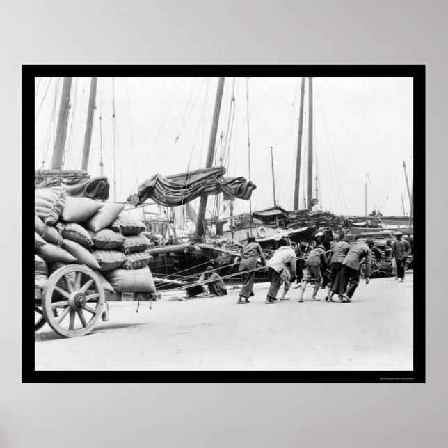 Dock Workers in Hongkong 1908 Poster (Vorne)