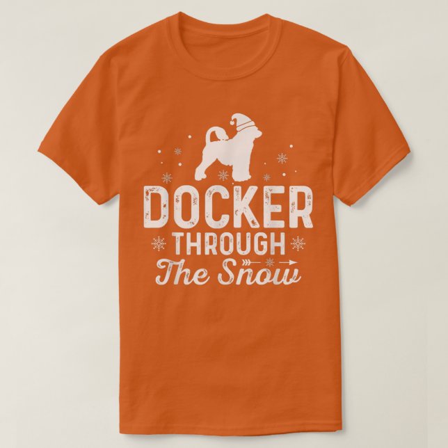 Docker durch den Schnee Funny Weihnachten Neujahr  T-Shirt (Design vorne)