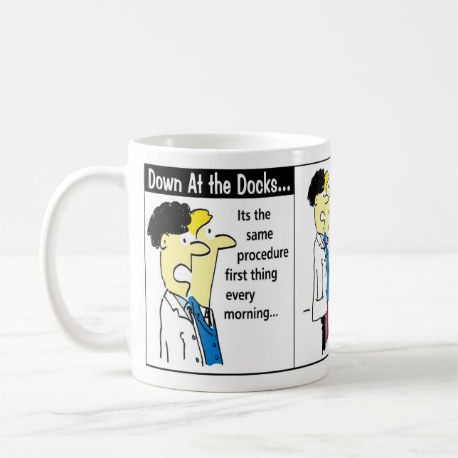 Docker Shipping Container Cartoon Spaß Kaffeetasse (Links)