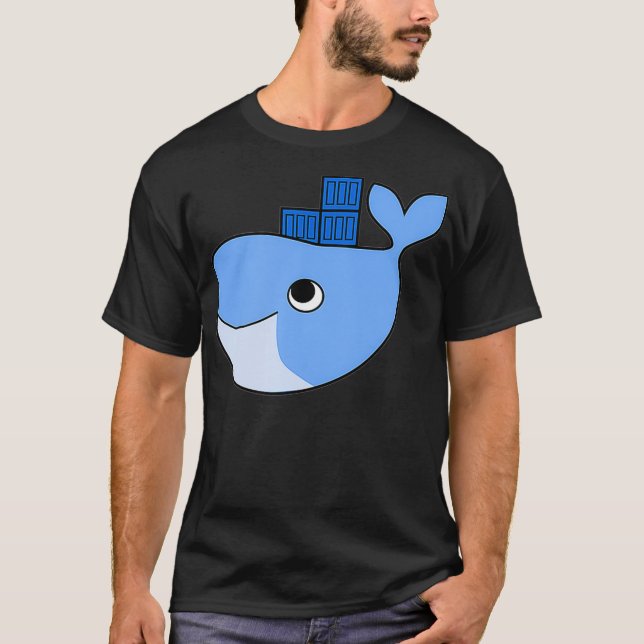 Docker Swarm Container auf Blue Whale Hackathon Te T-Shirt (Vorderseite)
