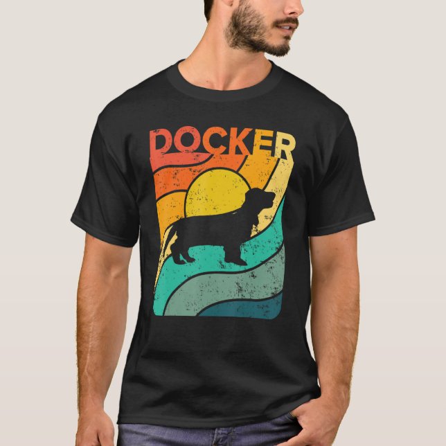 Docker Vintag Sunset Mama Vater T-Shirt (Vorderseite)