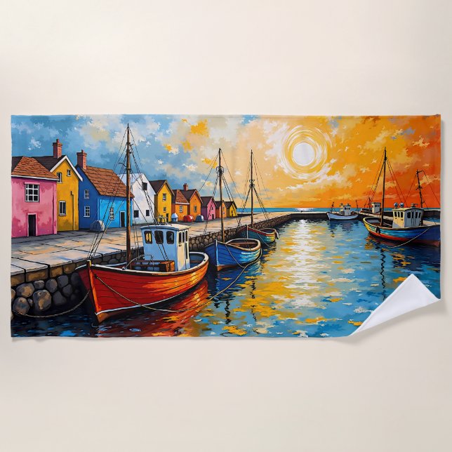 Docking Boote Strandhandtuch (Vorderseite)
