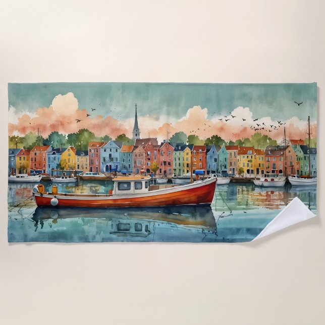 Docking Boote Strandhandtuch (Vorderseite)