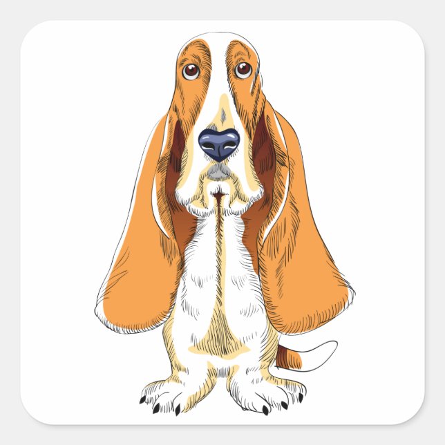 Dockingkleber für Hunde im Basset / Etikett Quadratischer Aufkleber (Vorderseite)