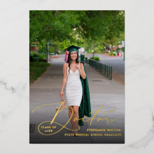 Docteur Elegant Photo Graduate Faire-part Foil