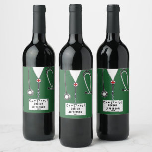 Docteur Graduation Médicale Étiquette de vin de l'