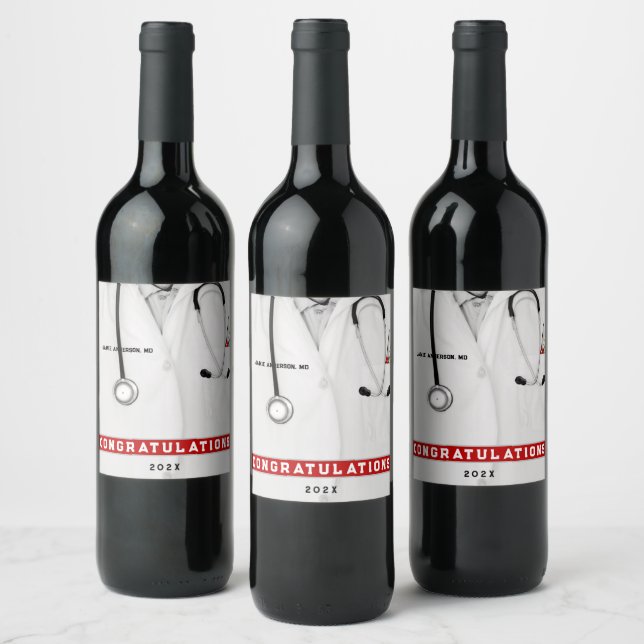 Docteur Graduation Médicale Étiquette de vin de l' (Bouteilles)