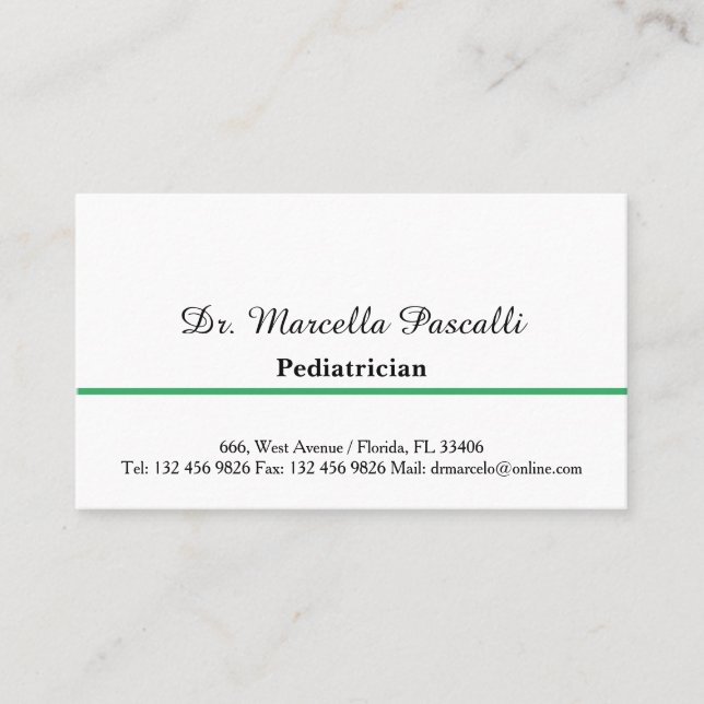 Docteur Pediatricien Carte de visite vert (Devant)