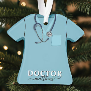 Docteur Scrubs Stethoscope Chemise Bleue Noël