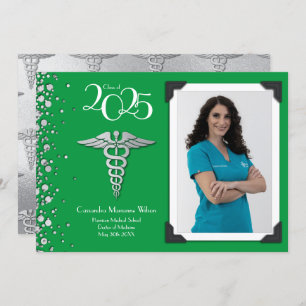 Docteur Silver Graduation Faire-part Green