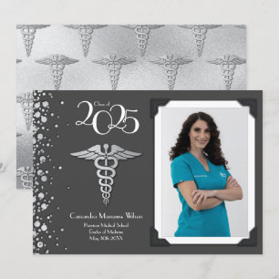 Docteur Silver Graduation Faire-part Grey