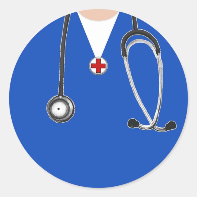 Doctor Blue Scrubs Runder Aufkleber (Vorderseite)