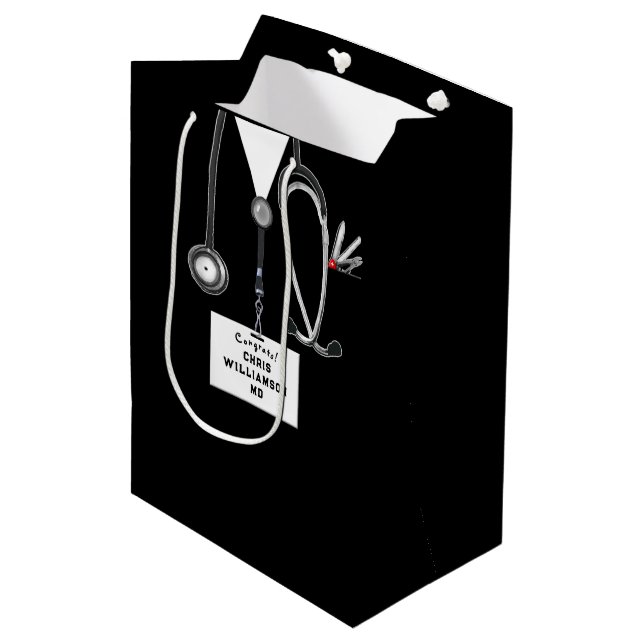 Doctor Congrats Medium Gift Bag Mittlere Geschenktüte (Vorderseite Schrägansicht)