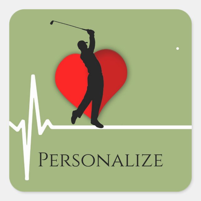 Doctor golfing ekheart quadratischer aufkleber (Vorderseite)