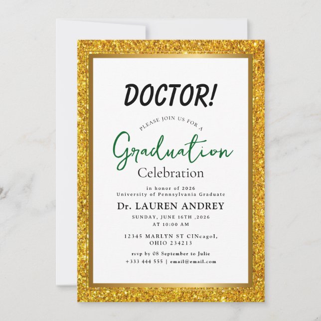Doctor Graduation Party Invitation Einladung (Vorderseite)