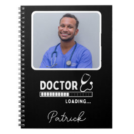 Doctor Loading Bar Schwarz-weiß Custom Foto Name Notizblock