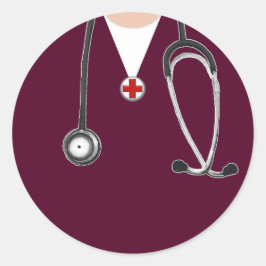 Doctor Maroon Scrubs Runder Aufkleber