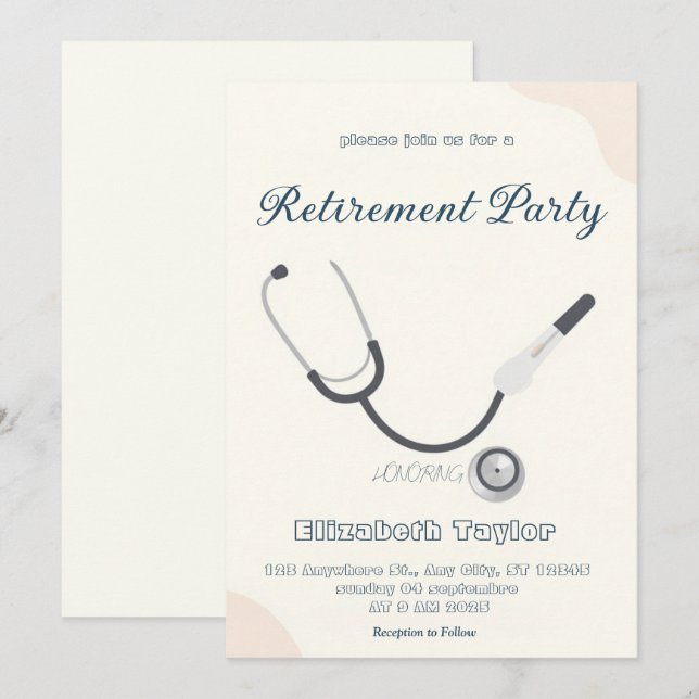Doctor nurse retirement invitation (Devant / Derrière)
