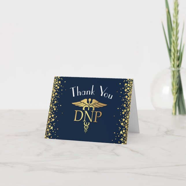 Doctor Nursing Practice Graduation Navy Blue Gold Dankeskarte (Vorderseite)