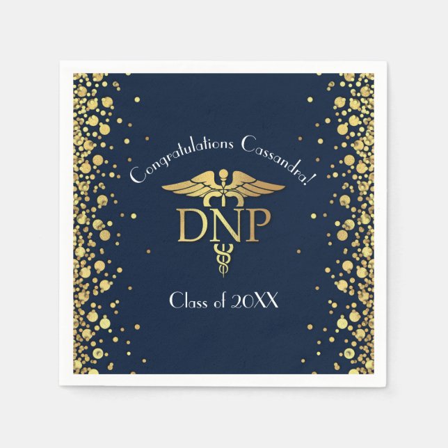 Doctor Nursing Practice Graduation Navy Blue Gold Serviette (Vorderseite)
