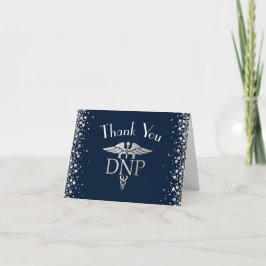 Doctor Nursing Practice Graduation NavyBlue Silver Dankeskarte