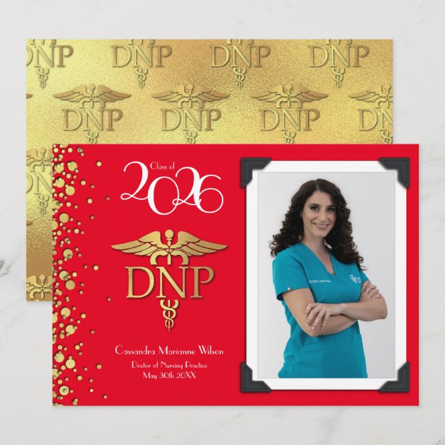 Doctor of Nursing Practice Graduation Announcement Einladung (Vorne/Hinten)