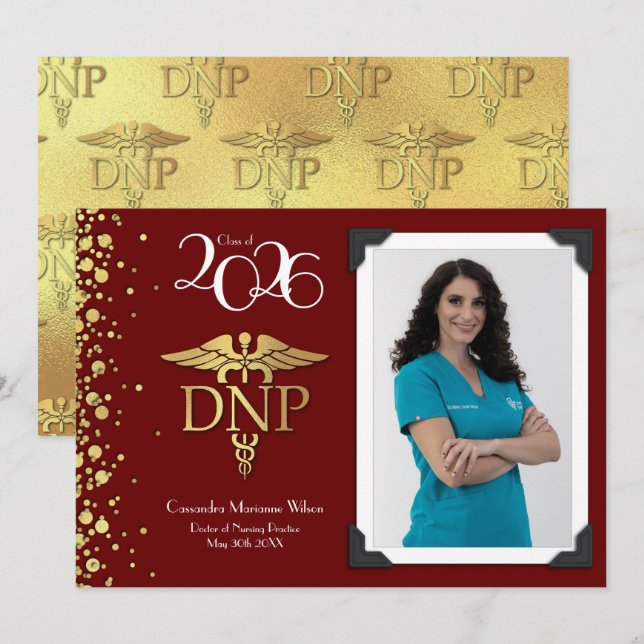 Doctor of Nursing Practice Graduation Announcement Einladung (Vorne/Hinten)